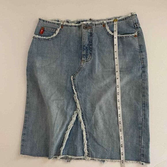 Y2K Vintage Low Rise Guess Jeans Fringe Skirt Size 27 100% Cotton Made in USA - Picture 5 of 11